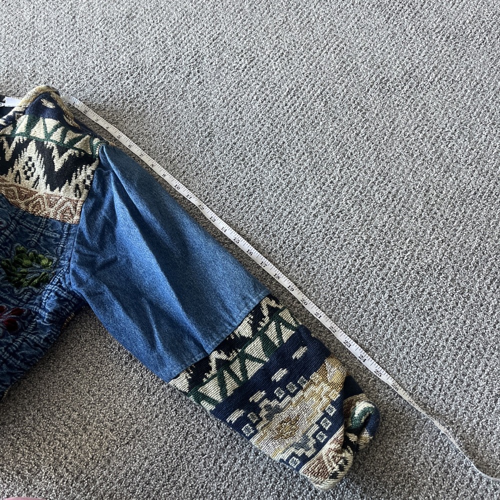Vintage Embroidered Boho, Festival Navaho Jacket. Karen Hart. M Denim - Picture 11 of 14